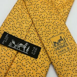 Yellow Silk Tie with Black Dots